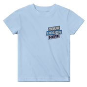 Light blue cotton baby tee with print-on-demand design, classic crewneck, and relaxed fit, perfect for custom prints and daily comfort.
