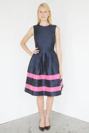 Maerina Navy Pleated Dress