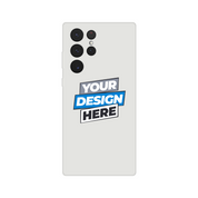 Customizable print on demand transparent flexi phone case with modern design, showcasing "Your Design Here" text on a clear background.