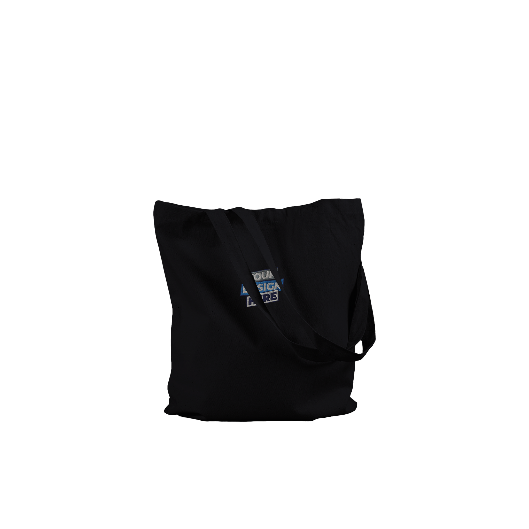 Black Tarselle cotton tote bag with long handles, ideal for print designs, sustainable casual use and everyday carry.