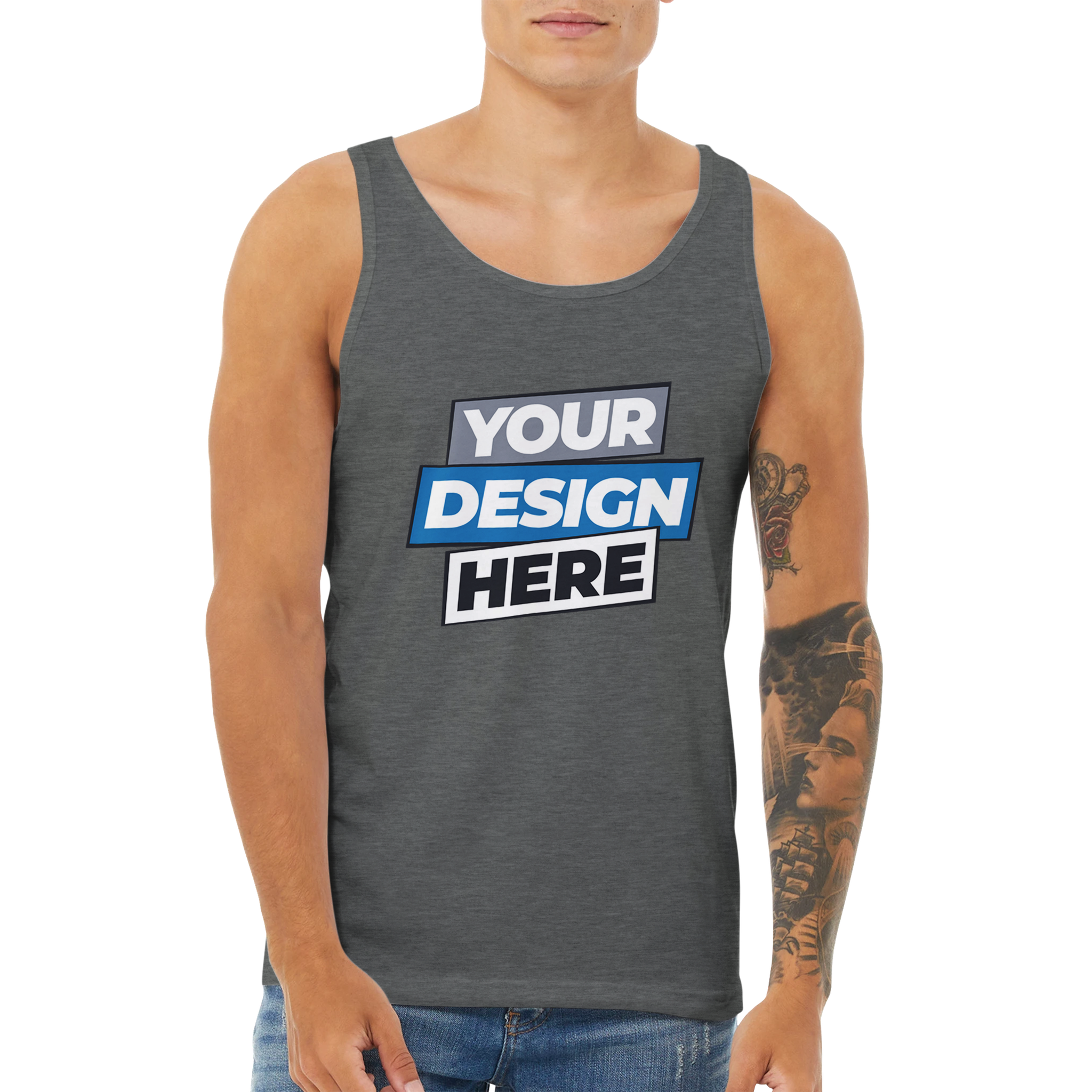 Unisex Calvoro cotton tank with custom design, featuring a minimalist cut for comfort and style, perfect for print on demand.
