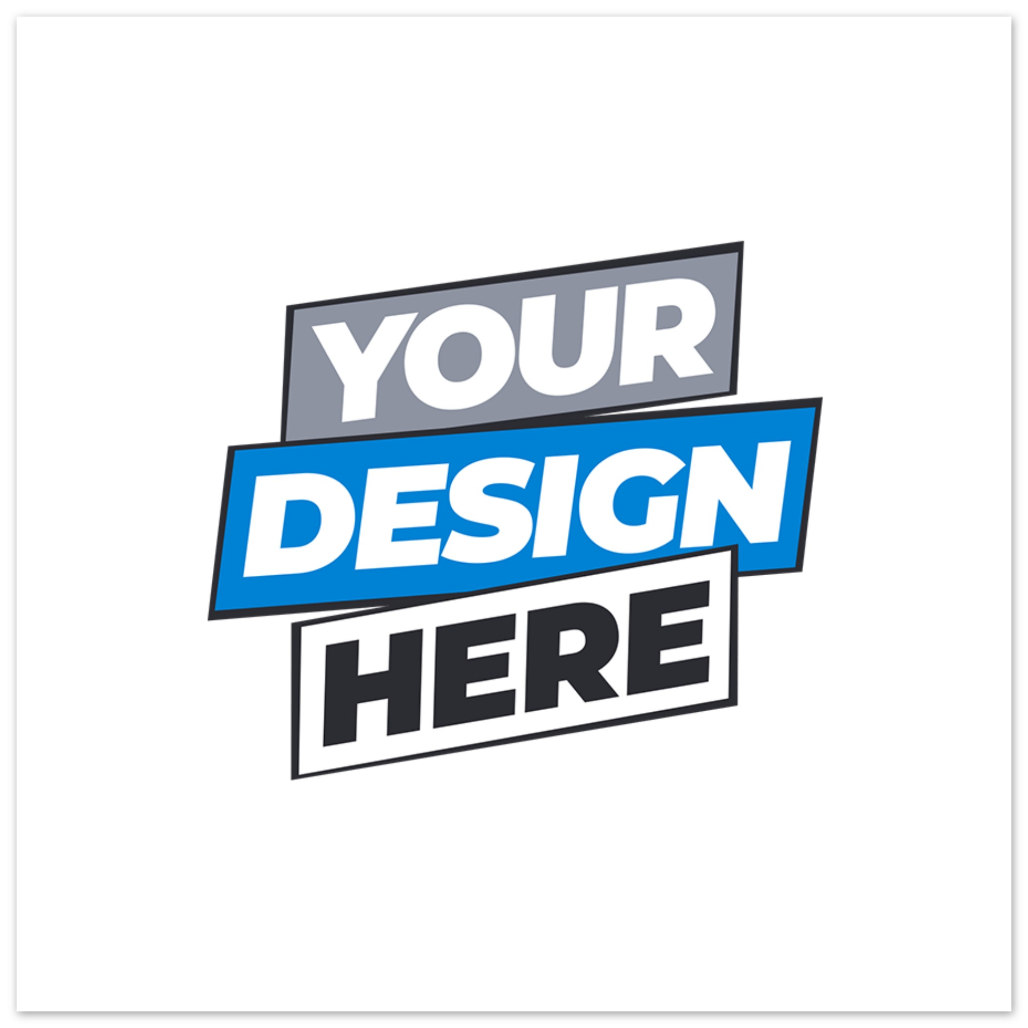 Placeholder image with the text "Your Design Here" for customizable product display.
