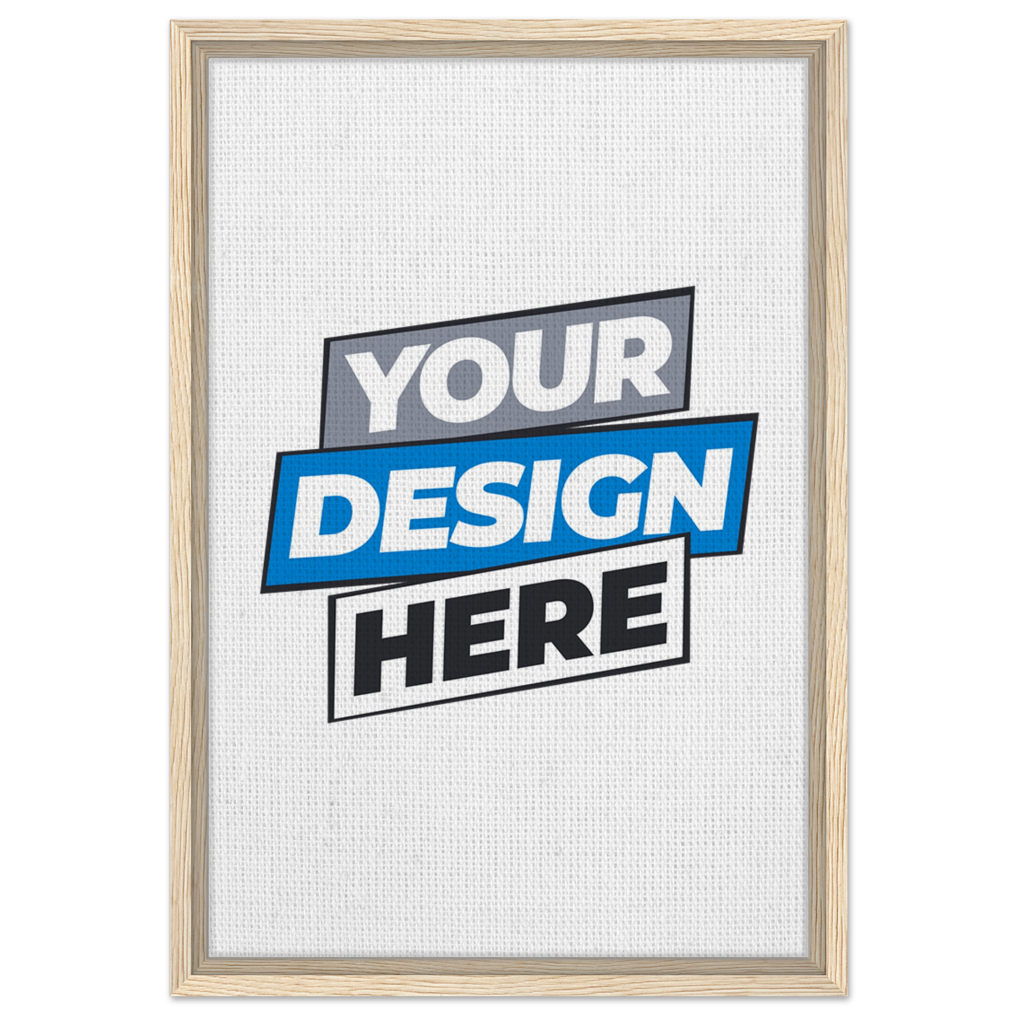 Framed canvas with customizable design, featuring natural wood frame and textured canvas for a personalized art experience.