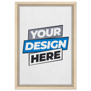 Custom framed canvas print with natural wood frame, showcasing your design. High-quality 300-350gsm material, FSC-certified.