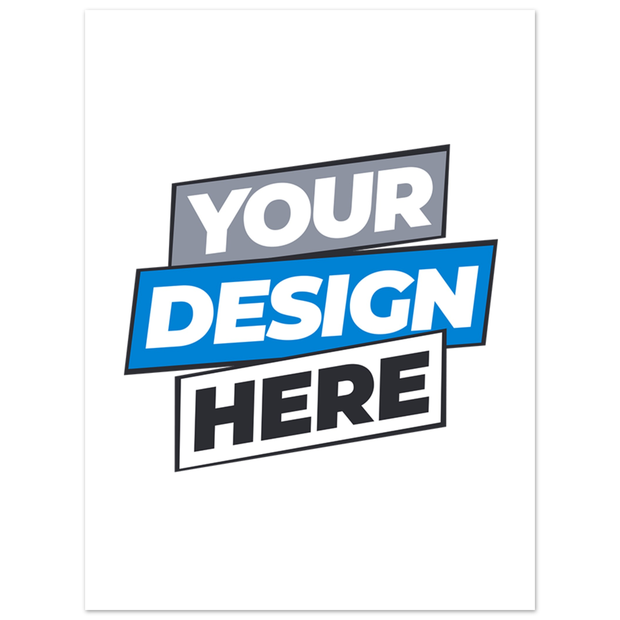 Customizable fine art poster with placeholder text 'Your Design Here' showcasing smooth matte finish and vivid color potential.