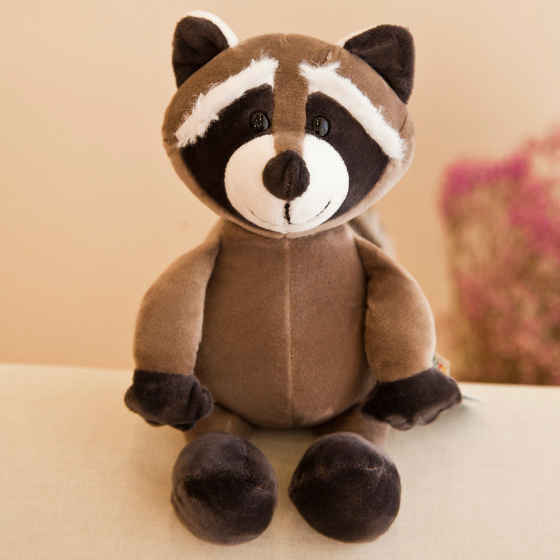 Jungle Animal Plush Raccoon Doll on a Couch - Soft PP Cotton Filled Cuddly Toy for Kids