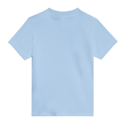 Light blue Leoni Cotton Baby Tee, crewneck design, back view. Lightweight, perfect for custom printing and all-day comfort.