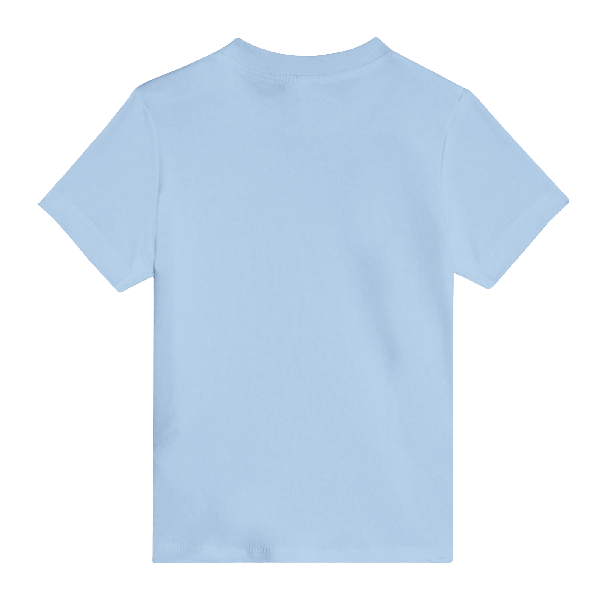 Light blue Leoni Cotton Baby Tee, crewneck design, back view. Lightweight, perfect for custom printing and all-day comfort.