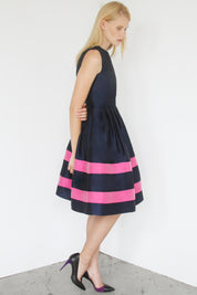 Maerina Navy Pleated Dress