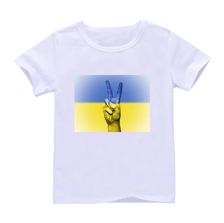 Patriotic Ukrainian T-shirt showcasing traditional patterns