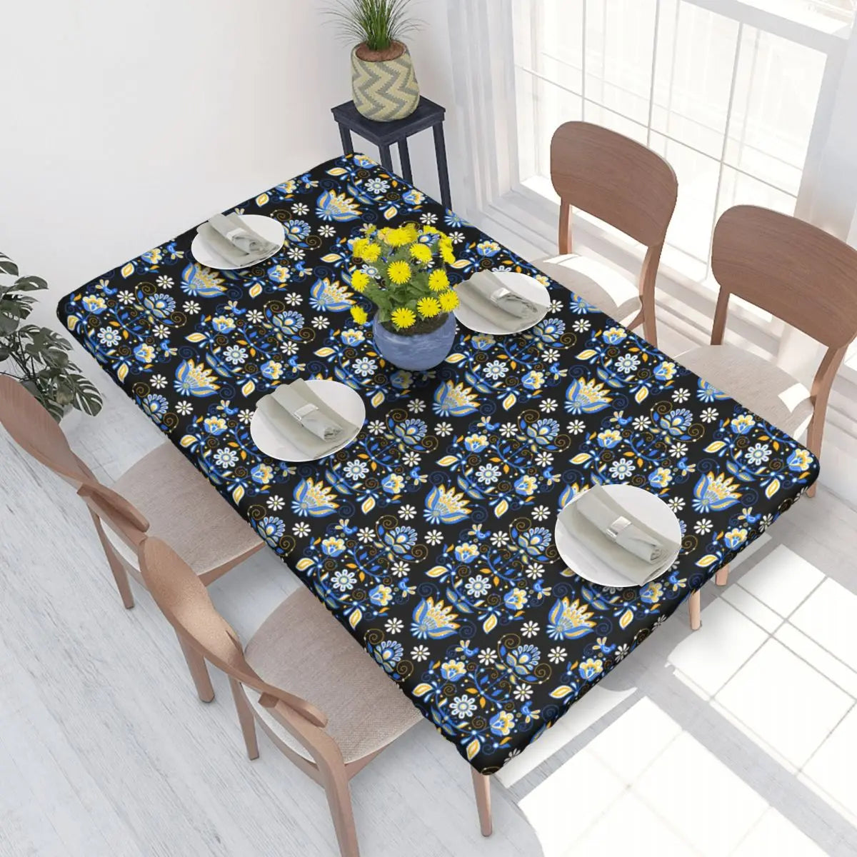 Ukrainian embroidery table cover with floral patterns, enhancing dining decor with a traditional and vibrant design.