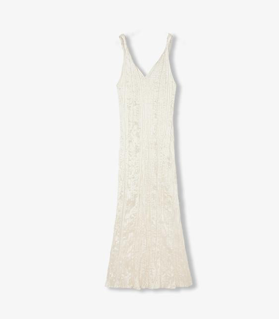 Veylani Wave-Pleat V-Neck Dress in silky white fabric with dynamic pleats and deep V-neckline, elegant and sophisticated design.
