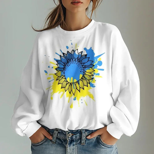 Ukrainian Women’s Sweatshirt | Flag & Sunflower Design