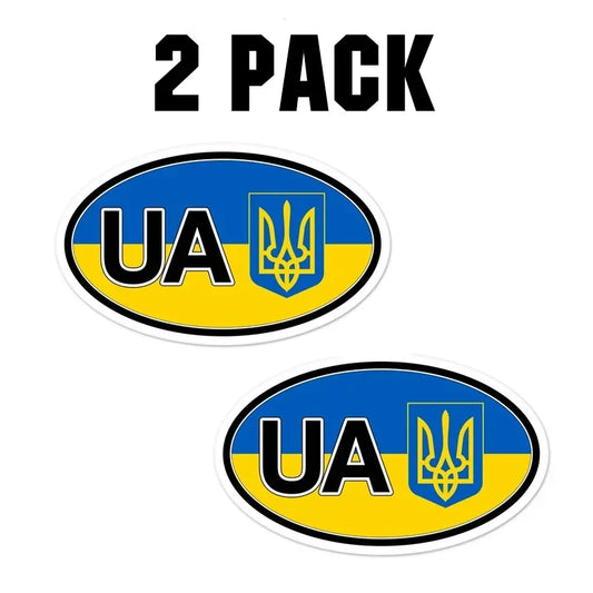 Set of 2 Ukraine Flag Car Stickers - Waterproof Vinyl Decals for Patriotic Display