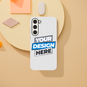 Customizable gloss tough phone case for Samsung with a high-gloss finish, impact protection, and wireless charging compatibility.