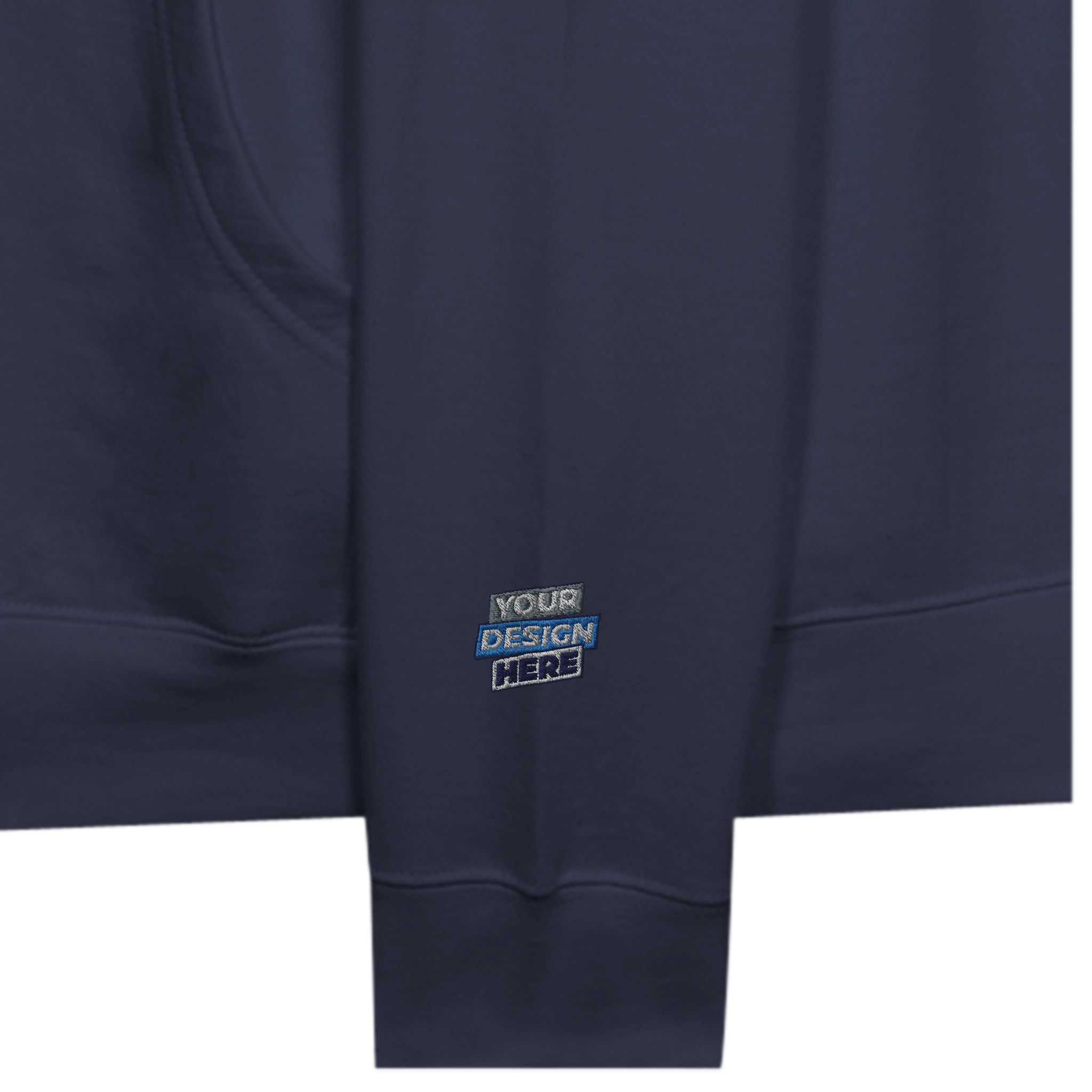 Elmoré Premium Pullover Hoodie with custom design area, featuring kangaroo pocket and tonal drawcords, shrink-resistant fabric.