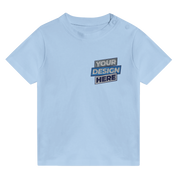 Light blue Leoni Cotton Baby Tee with customizable front design, classic crewneck, perfect for prints and everyday comfort.