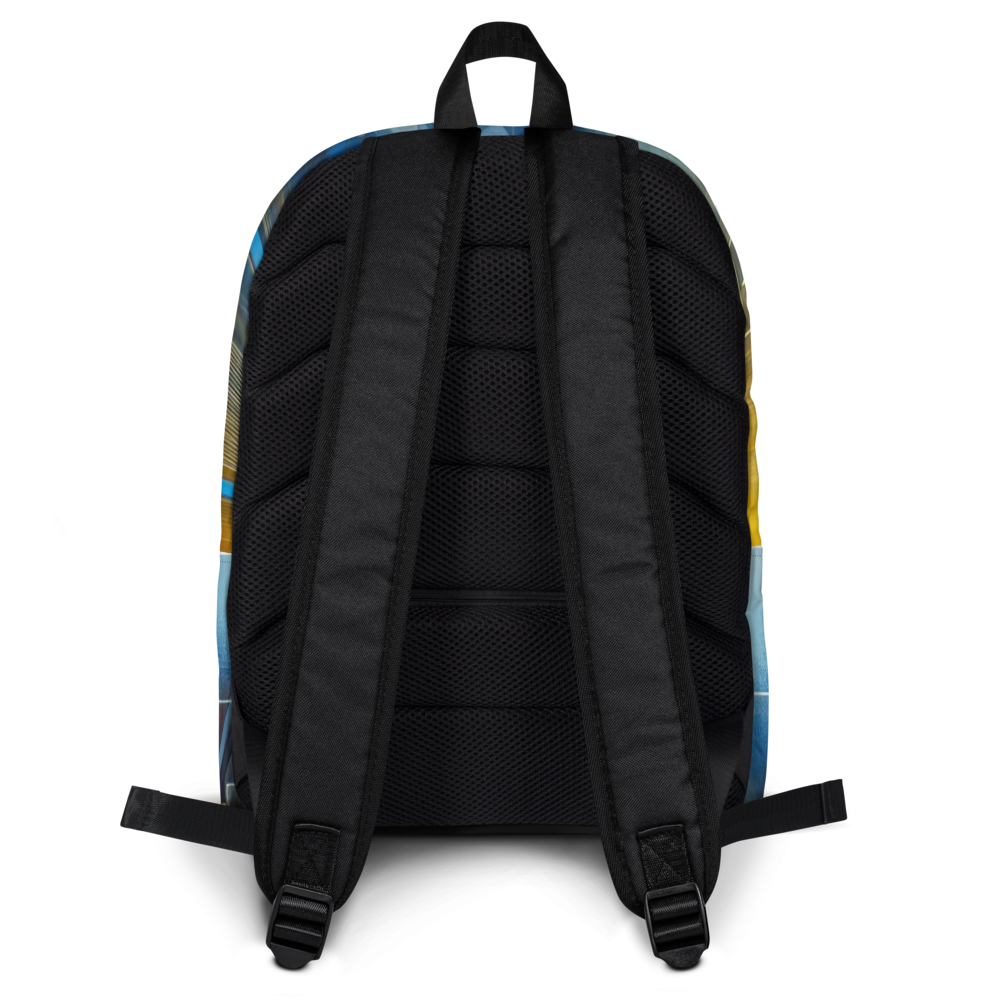 Unisex Backpack with Ukrainian Tryzub Emblem – Abstract Blue and Yellow Design, Durable Patriotic Bag for Everyday Use