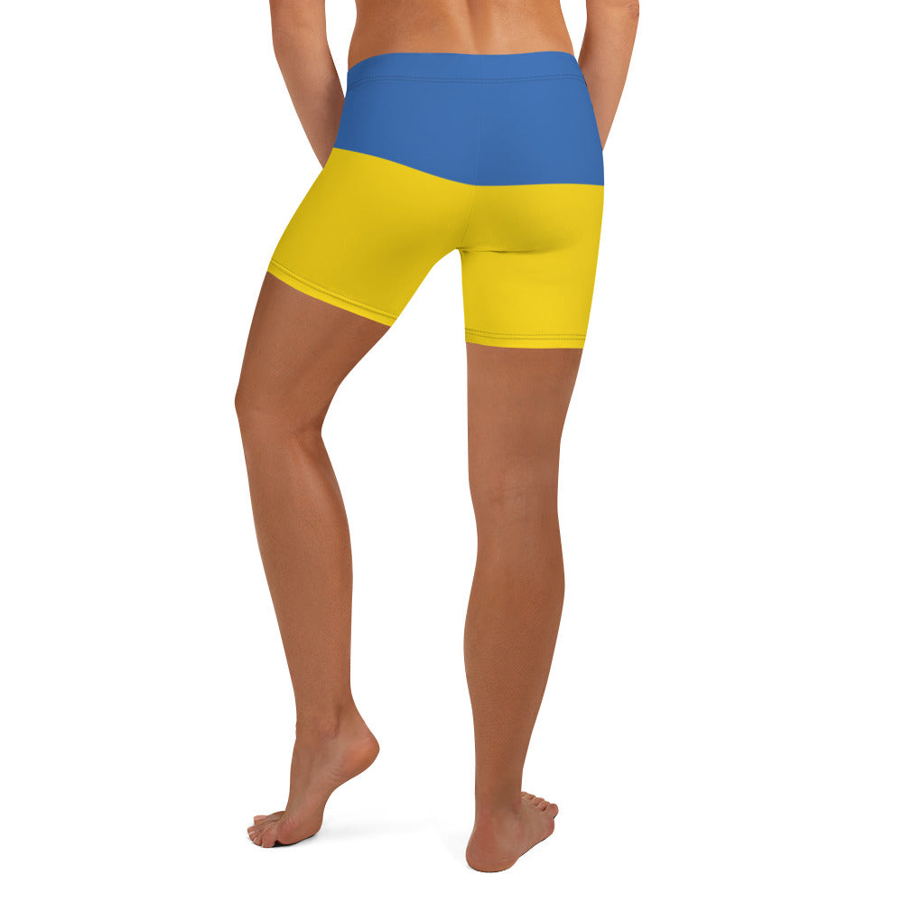 Vibrant Ukrainian Flag shorts from Trizub Collection featuring blue and yellow design, perfect for comfort and style.