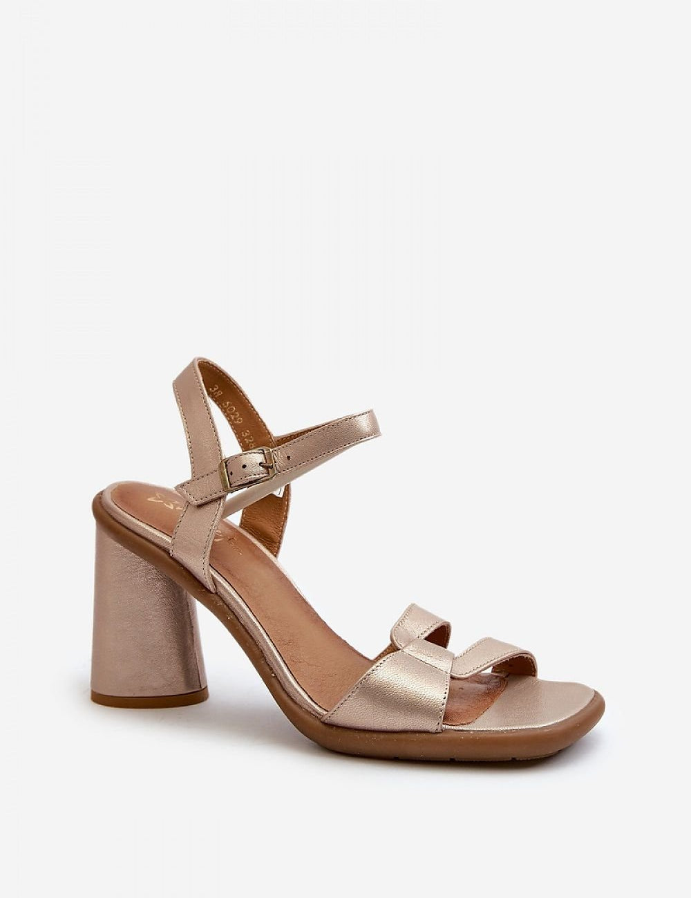 Ardella Tri-Heel Leather Sandals with triangular heel, adjustable buckle, elegant leather for formal and semi-formal looks.