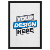 Framed canvas print with customizable design, black frame, available in various sizes and sustainable materials for an artistic space upgrade.