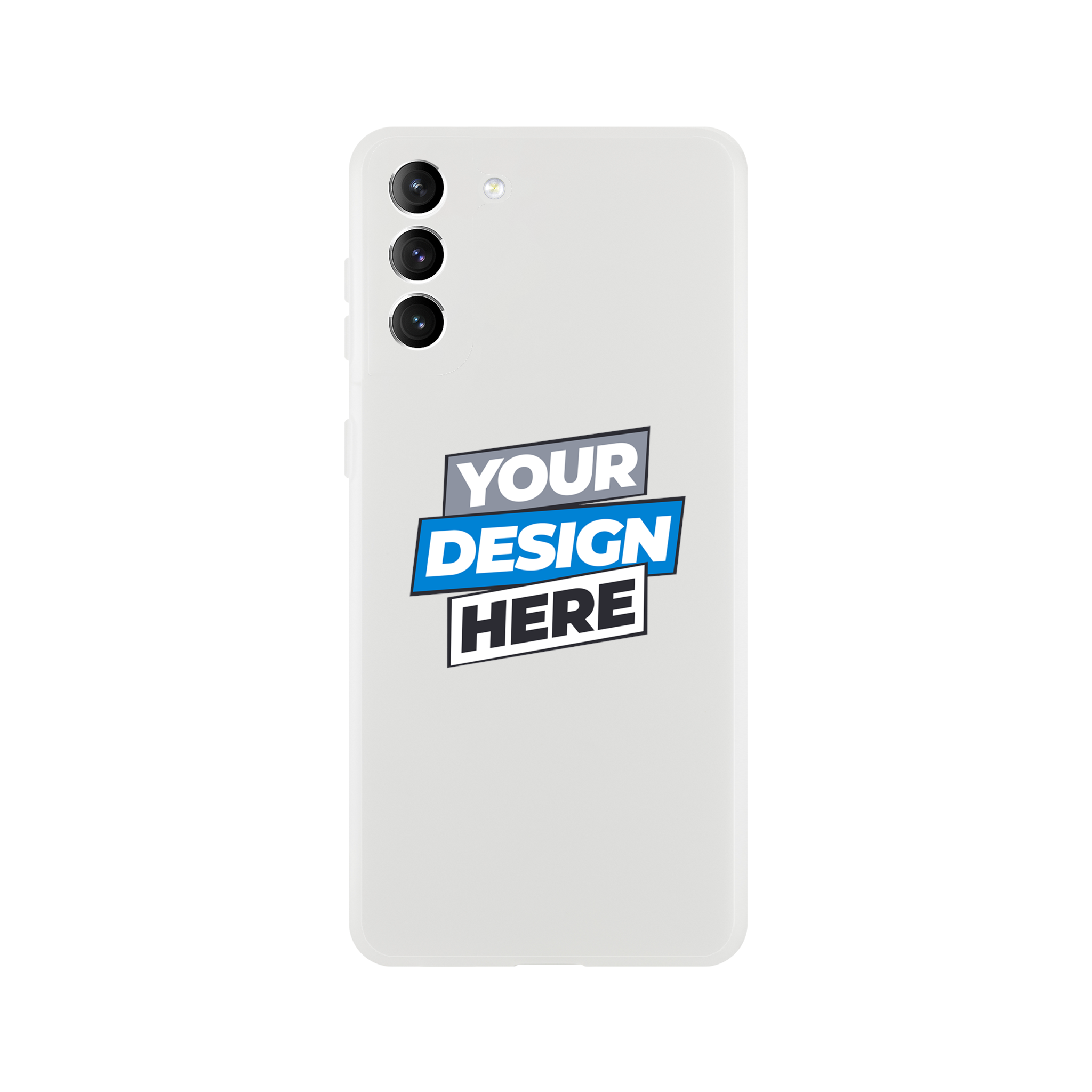 Transparent flexi iPhone case with space for custom artwork, featuring tear-resistant material and frosted clear finish.