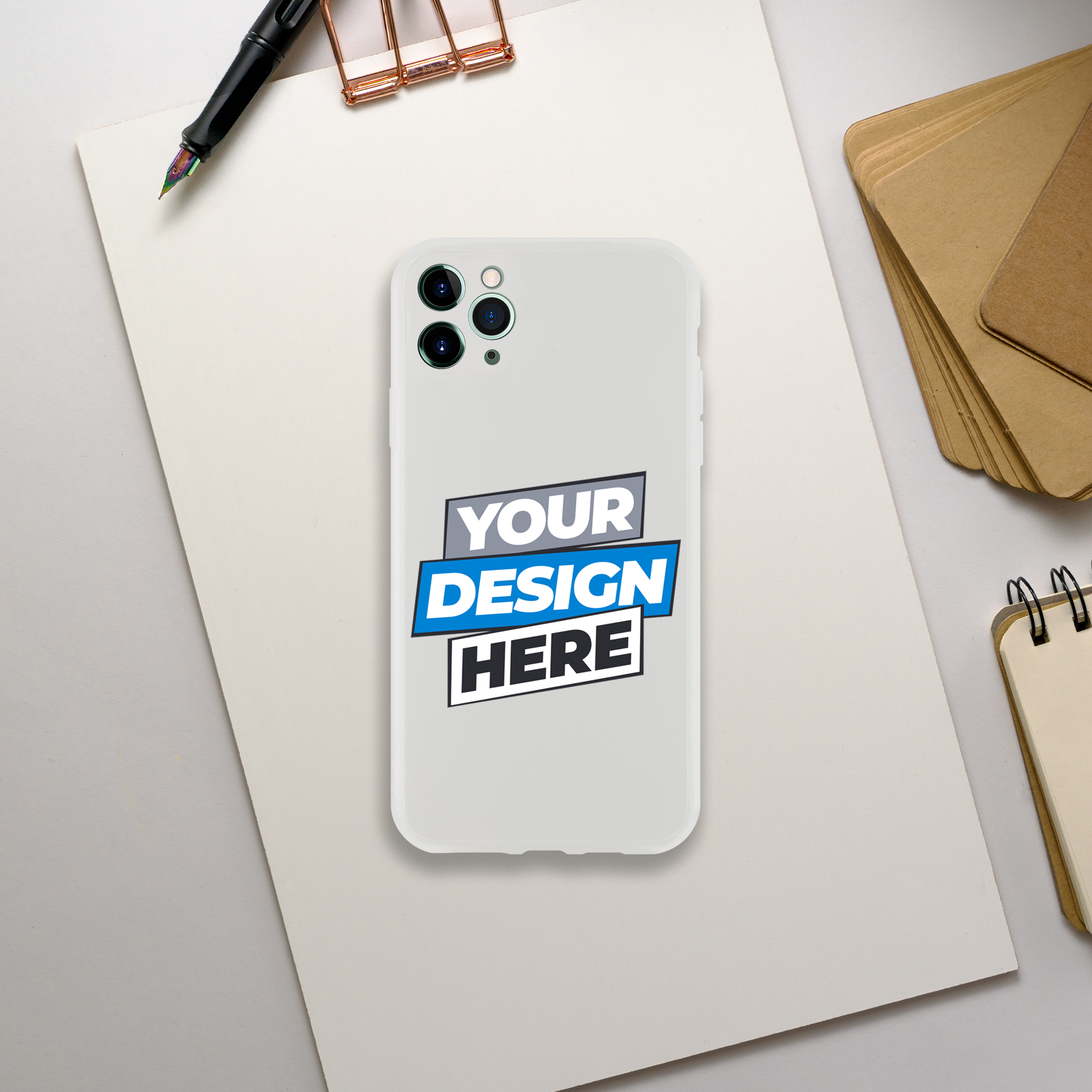 Alt Tag: "Flexi Case with customizable design space, transparent texture, modern look, durable protection, and wireless charging compatibility."