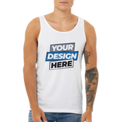 Unisex cotton tank with custom print design, ideal for layering or solo wear, featuring a minimalist cut and comfortable fit.