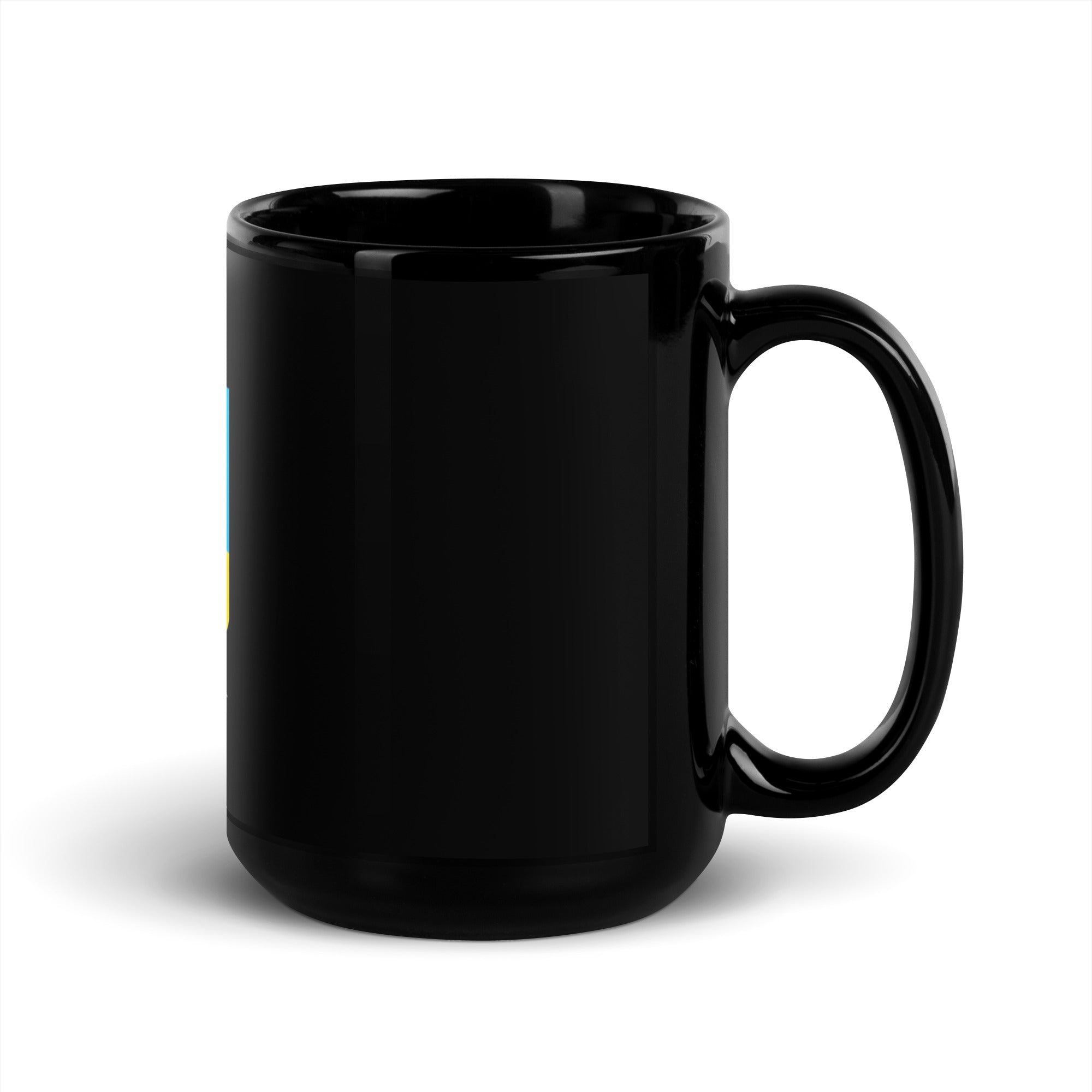 Black Ceramic Mug with Ukrainian Tryzub Emblem, Glossy Coffee Cup, Stylish Kitchenware Gift, 11oz and 15oz Sizes Available