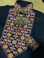 Ukrainian Blue Linen Embroidered Vyshyvanka Shirt for Boys with Traditional Patterns