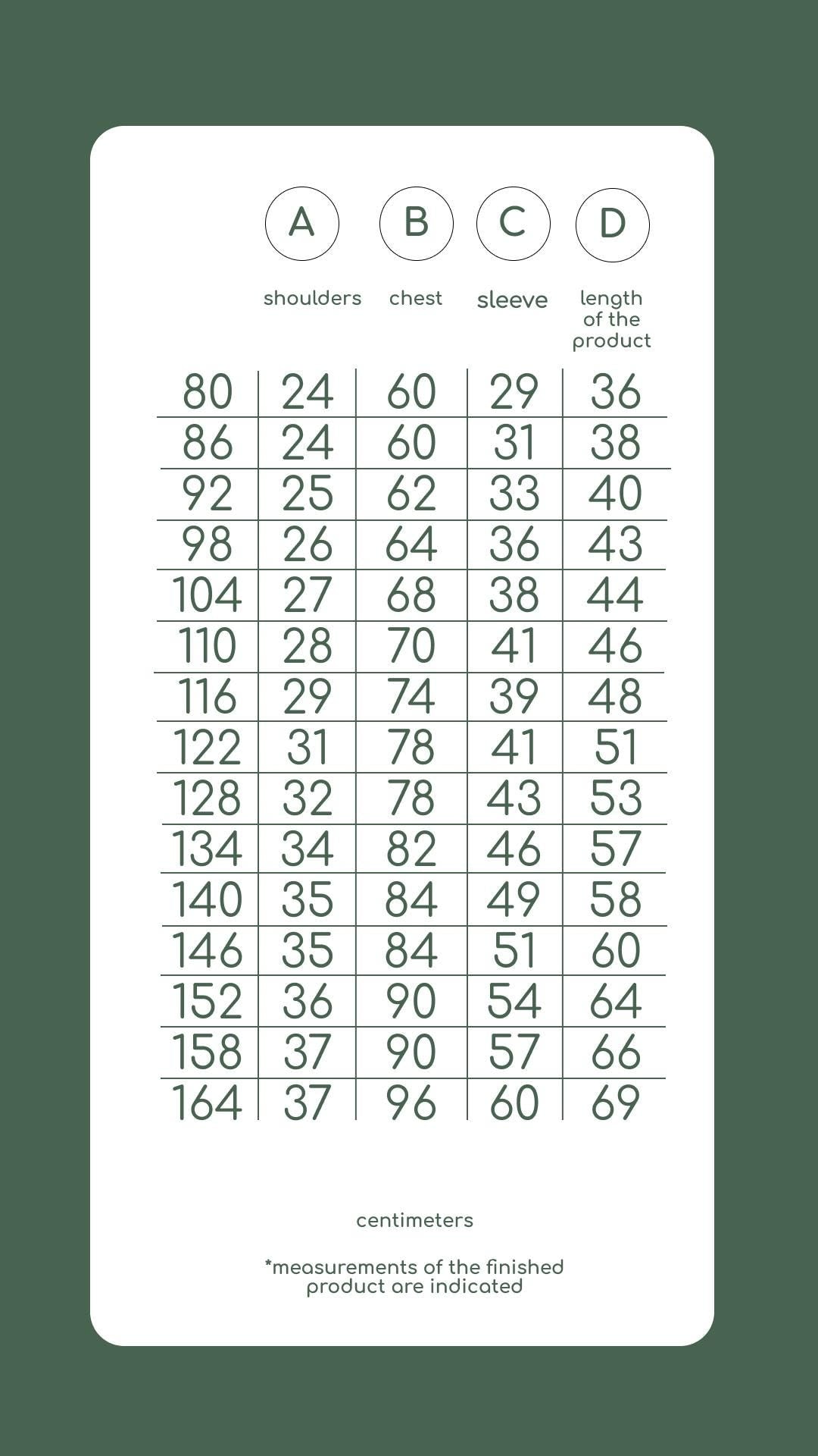 Size chart for boys' cotton vyshyvanka with measurements in centimeters for shoulders, chest, sleeve, and product length.