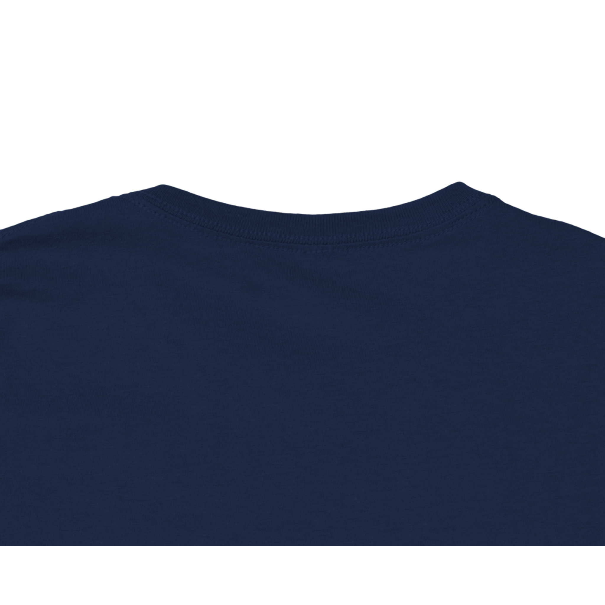 Back view of navy Virelle Cropped Cotton Tee showcasing ribbed collar and durable cotton jersey.