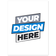 Customizable fine art poster template with "Your Design Here" text in bold, blue and gray color scheme.