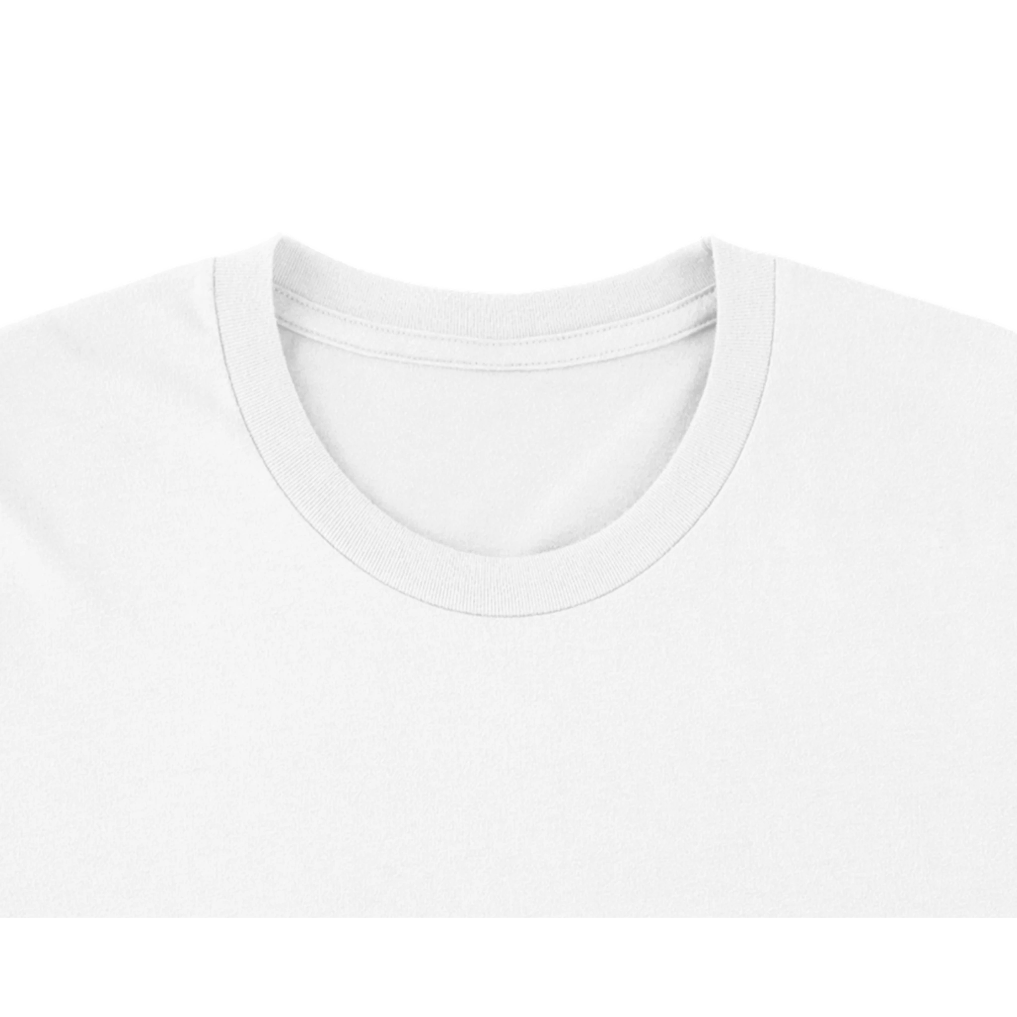 White oversized drop-shoulder crewneck t-shirt with ribbed collar, made from 100% USA cotton, durable and shrink-free finish.