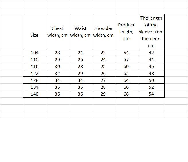 Size chart for embroidered linen dress, showing chest, waist, shoulder, product length, and sleeve measurements in cm.