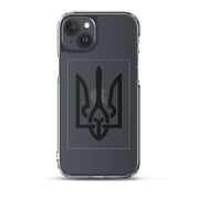 Clear iPhone case with Ukrainian Tryzub symbol for protection and style