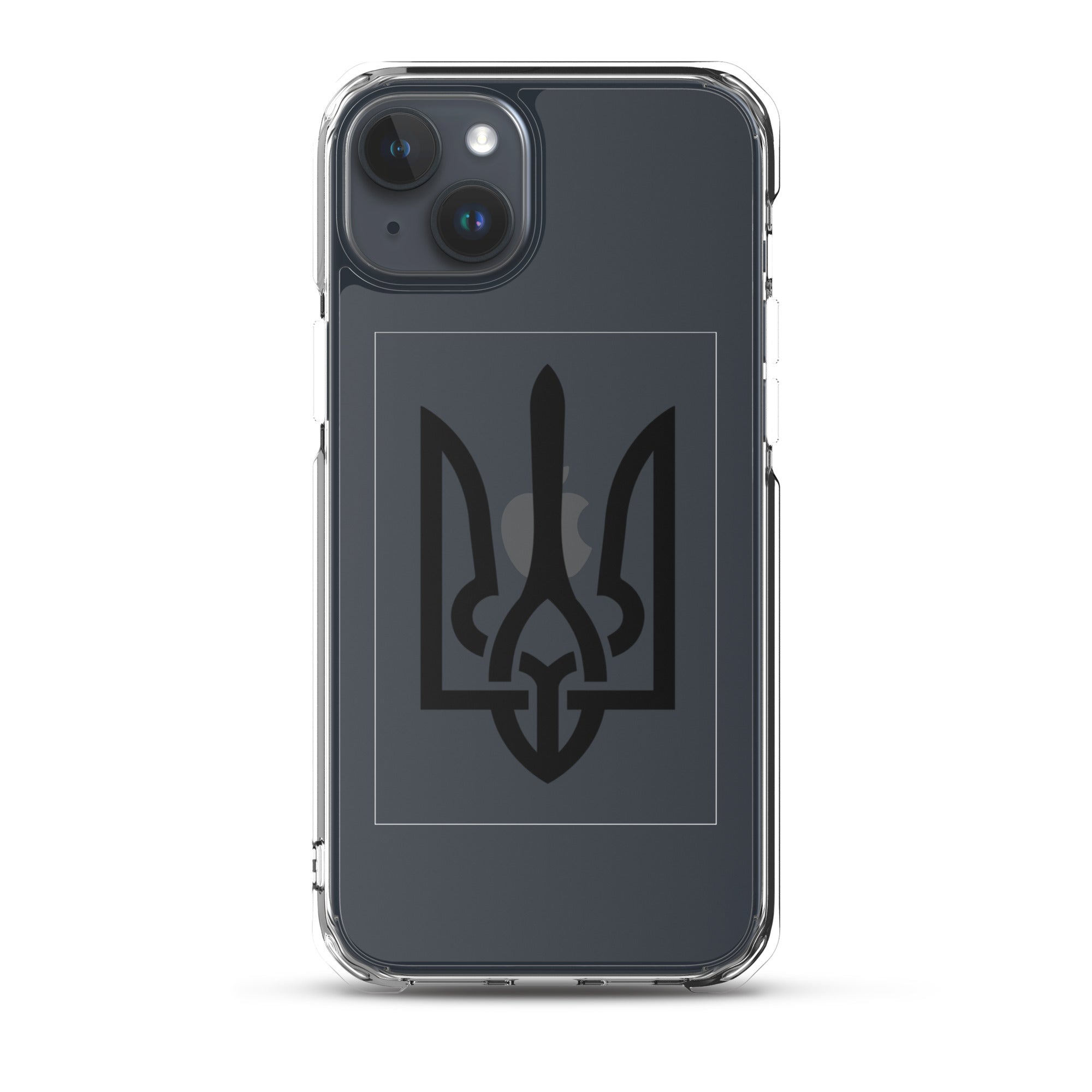 Clear iPhone case with Ukrainian Tryzub symbol for protection and style