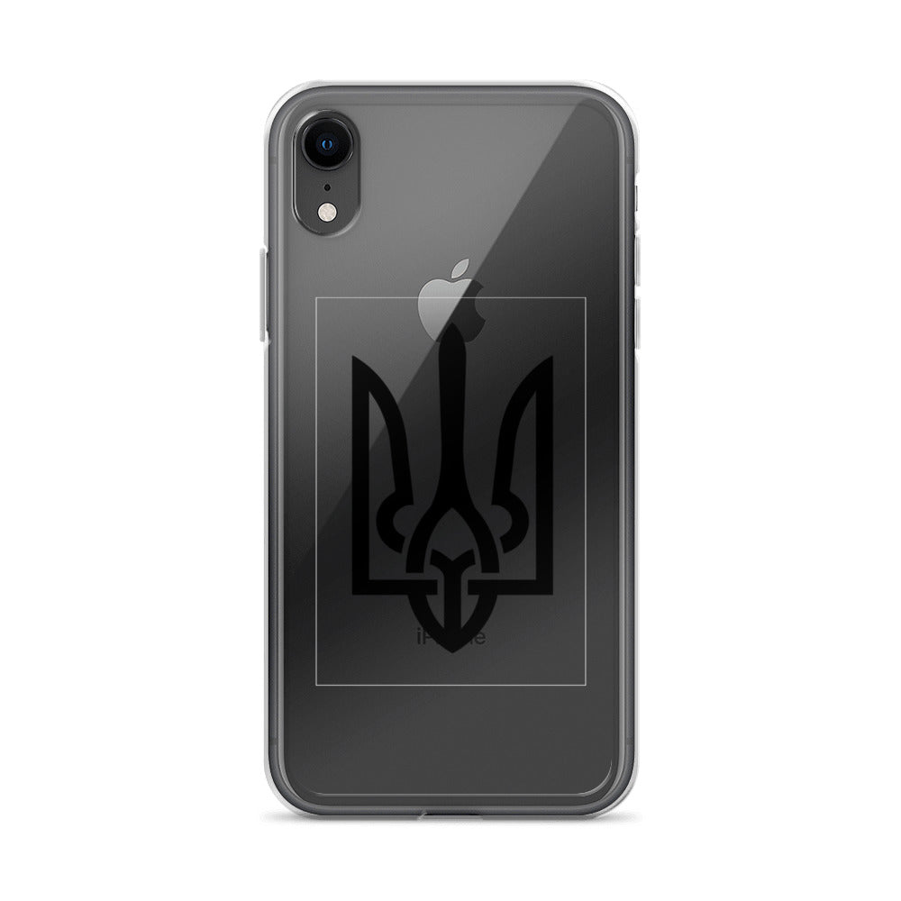 Clear iPhone case with Ukrainian Tryzub symbol for protection and style