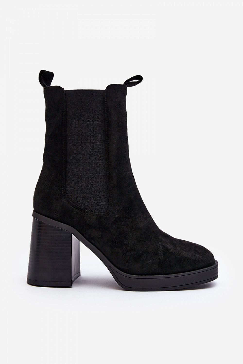 Ardelia Suede Platform Heel Boots with eco-suede finish, 9.5 cm block heel, side zipper, rounded toe, perfect for cool weather.