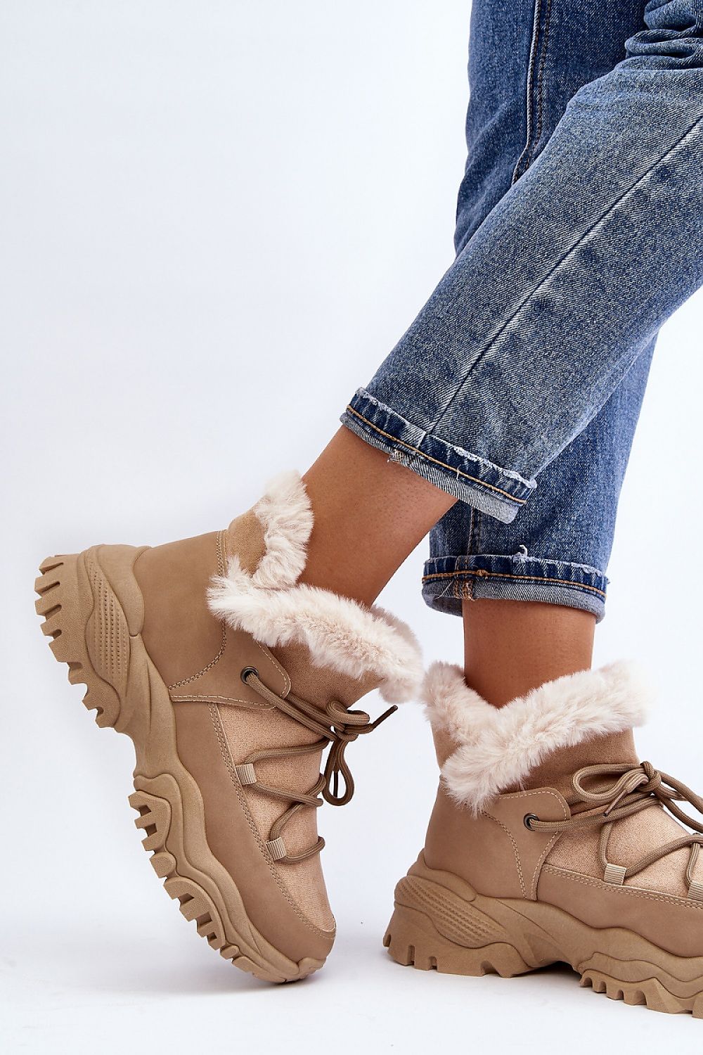 Velora Faux Fur-Lined Winter Sneakers with eco leather, slip-on silhouette, stylish lacing, and warm faux fur lining for cozy comfort.