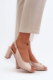 Nivaria Ornamented Heel Strap Sandals in eco leather, featuring a decorative accent, adjustable strap, and structured heel for elegance.