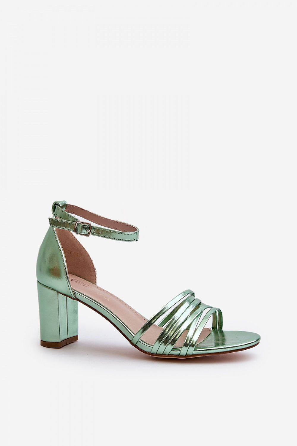 Elvarine Strappy Post Heel Sandals in eco leather with delicate intertwining bands and block heel, perfect for casual and formal wear.
