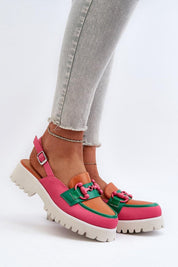 Larivena Buckled Low Platform Sandals with vibrant colors and adjustable strap, perfect for casual or polished summer looks.