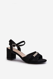 Avenari Soft Suede Embellished Sandals with stable heel and minimal adornments, ideal for summer events and evening wear.