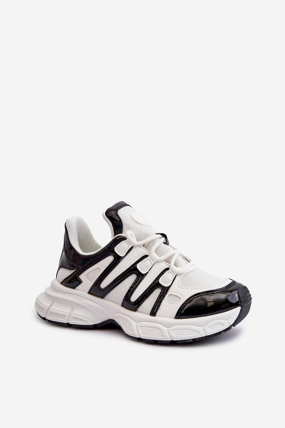 Astaria Thick-Soled Street Sneakers with a bold white and black design, offering stability, urban style, and comfort for everyday wear.