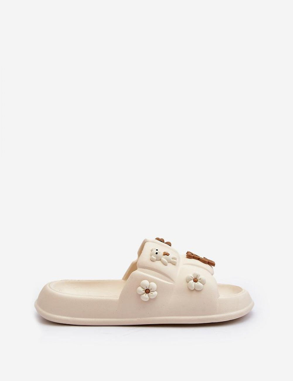 Valessa Foam Platform Summer Slides with floral accents and soft supportive sole, perfect for casual summer outings and beach strolls.