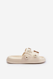 Valessa Foam Platform Summer Slides with floral accents and soft supportive sole, perfect for casual summer outings and beach strolls.
