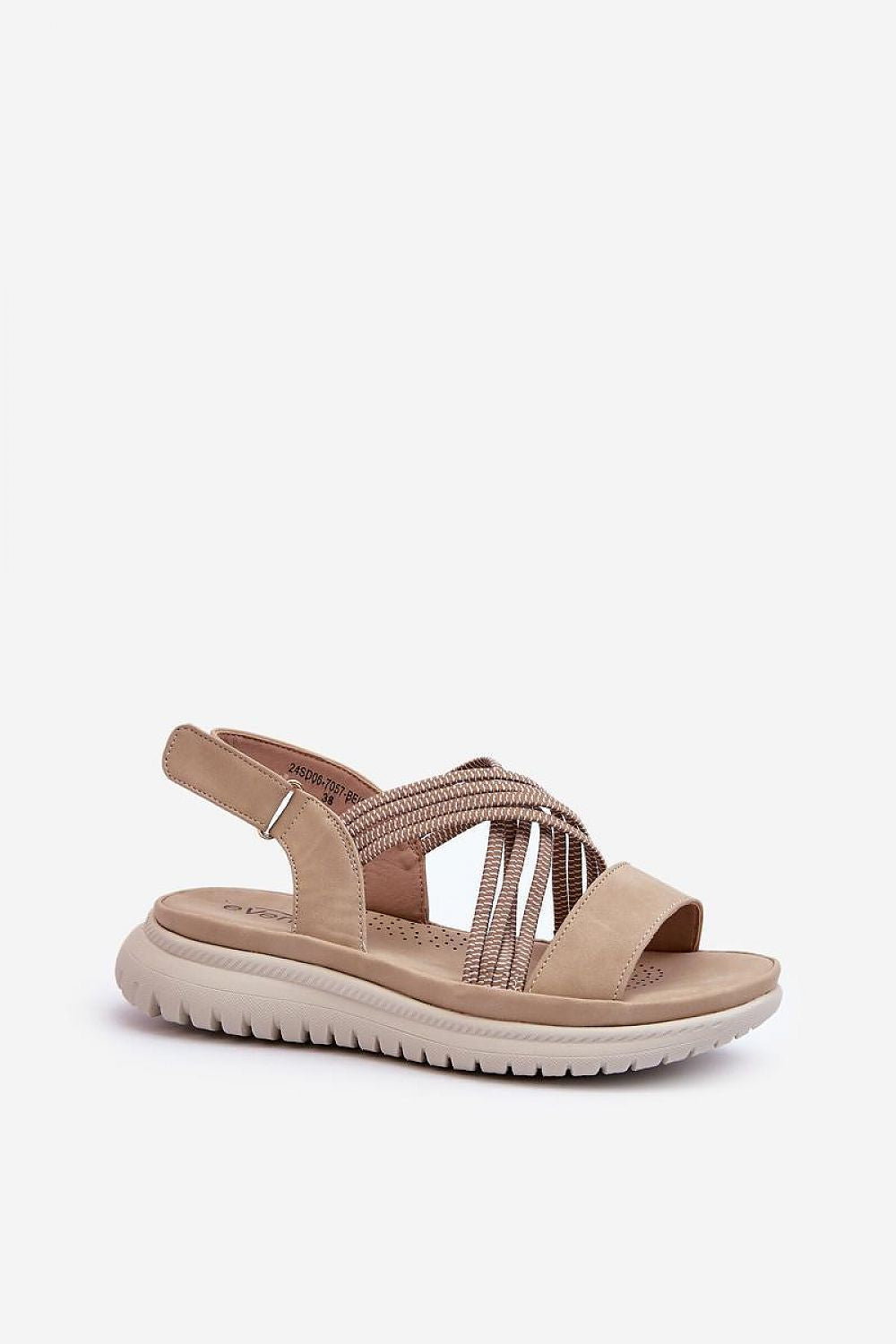 Rovanna Trek Strap Sandals with supportive sole, Velcro closure, and elastic cross-straps, ideal for active summer days.