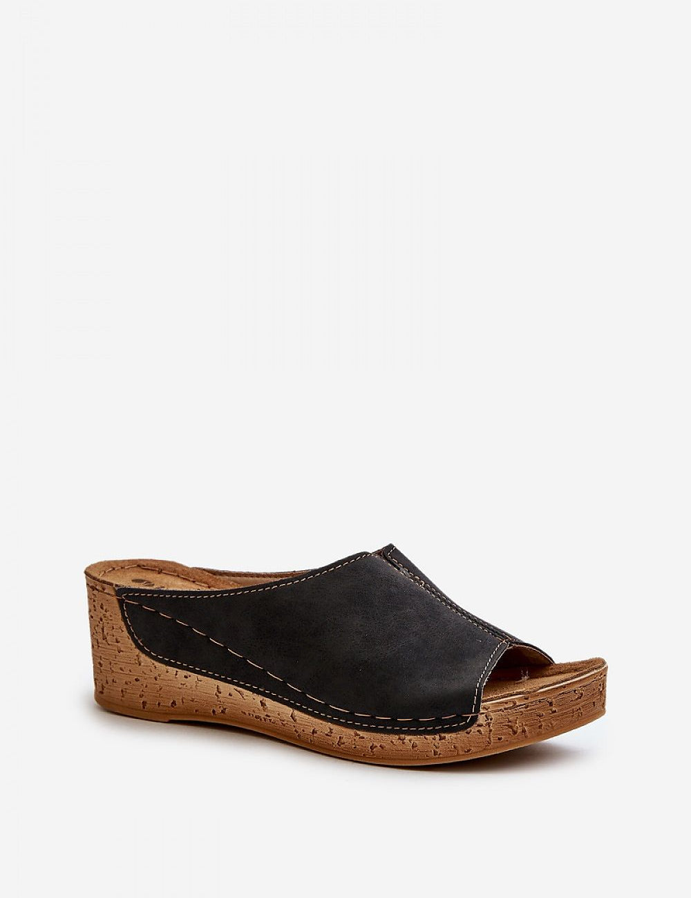 Solenca Soft Arch Flip-Flops with faux leather upper and low wedge, designed for comfort and summer elegance.