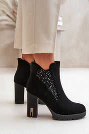 Elarayne Crestveil Midnight Rise eco-leather ankle boots with elegant embroidery and high heels, perfect for colder seasons.